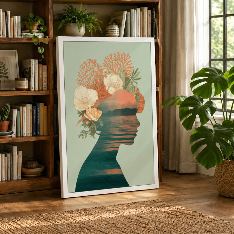Mind in Bloom Boho - Wrapped Canvas, 36x24 - 91.4 x 61.0 cm, Sage Border