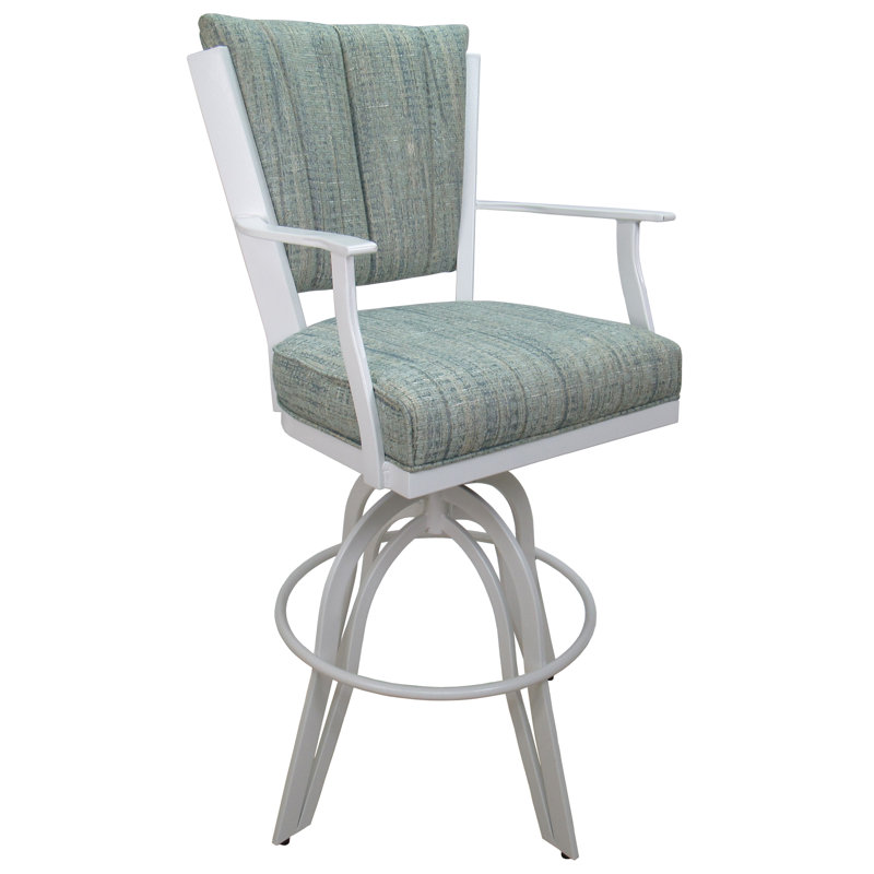 Tabouret de bar pivotant en métal - Watusi Madder, Blanc, Tabouret de comptoir (siège d'une hauteur de 26 p, Aquatinte