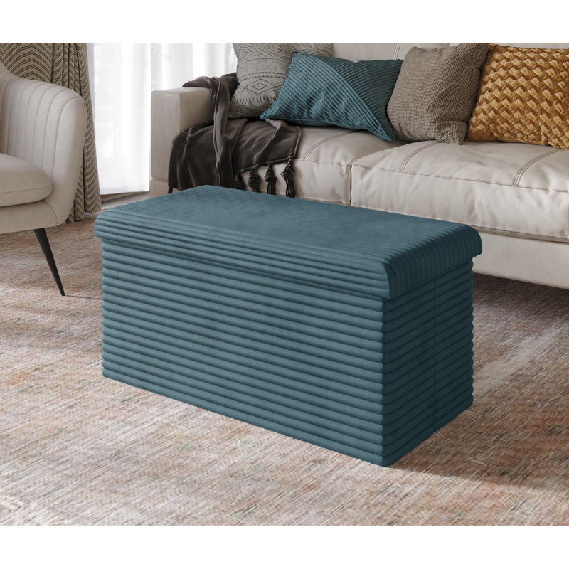 Banc de rangement rembourré Millett, Bleu