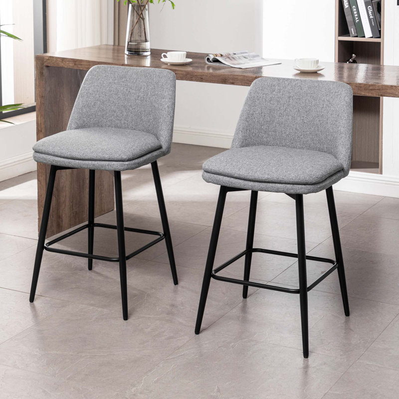 Tabouret de bar pivotant à 360 ° à hauteur de comptoir pour îlot de cuisine et pub (ensemble de 2), Gris / Lin
