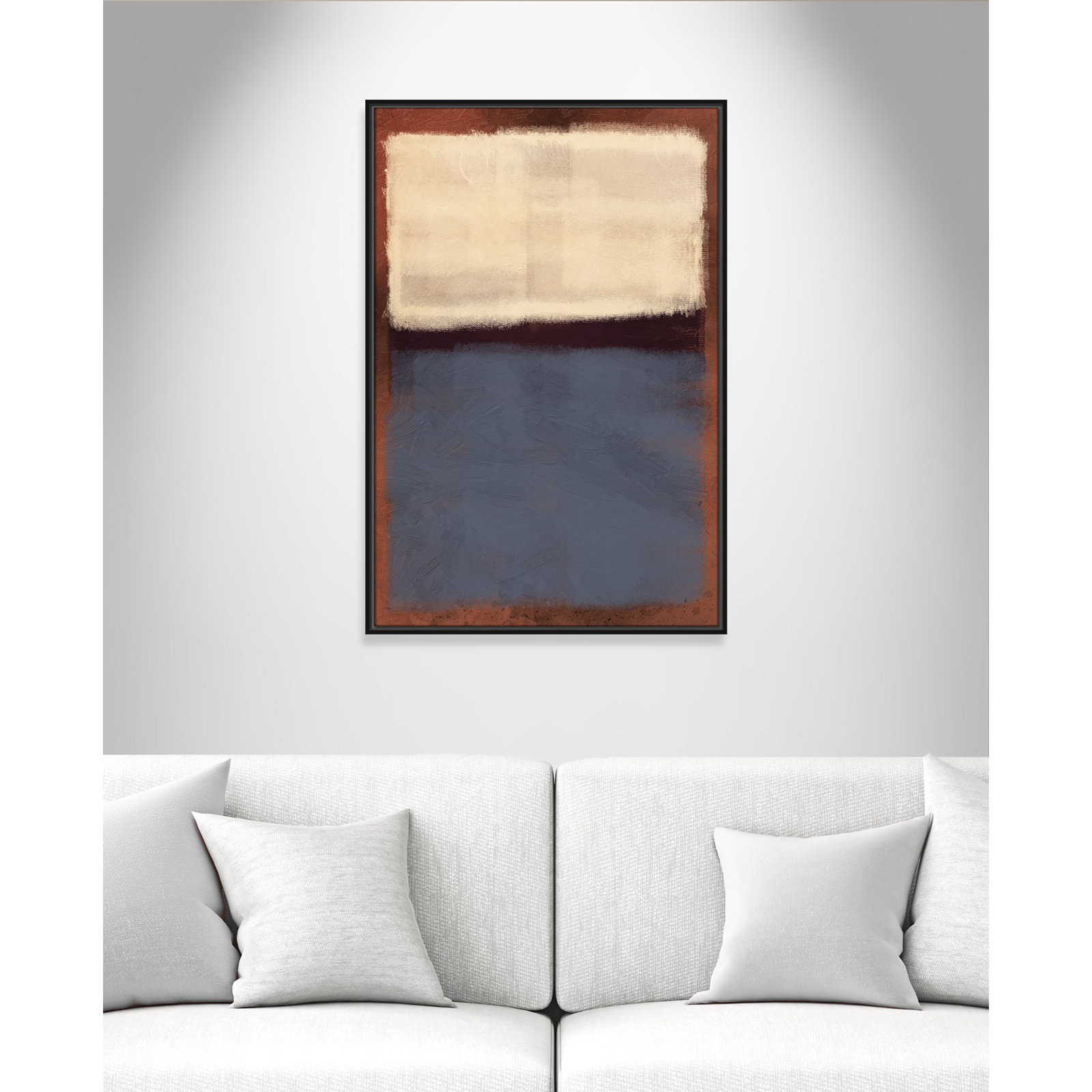 Alabaster Burst - Floater Frame Painting on Canvas, 37.5" H x 25.5" W x 2" D, Black Framed