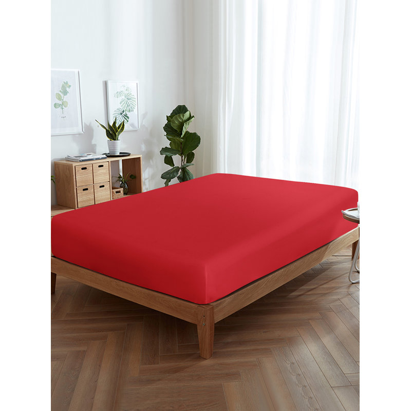 Microfiber Fitted Sheet, Red, Queen