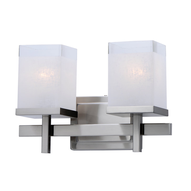 Éclairage pour meuble-lavabo à 2 lumières à intensité variable Ghadir, Nickel satiné