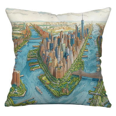 Cotton Blend Reversible Throw Pillow
