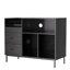 Support pour tourne-disque avec plateau rabattable - armoire de rangement en vinyle en bois avec multiprise à 2 prises, tiroirs et casiers anti-poussière, console média