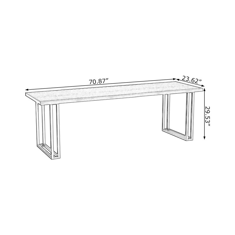Bureau d'écriture rectangulaire en bois massif noir, H 29,53 po x l 70,87 po x P 23,62 po