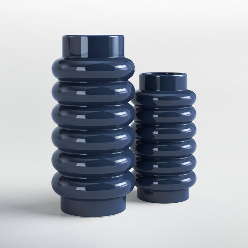 Alix 16.2'' Stoneware Table Vase, Dark Blue