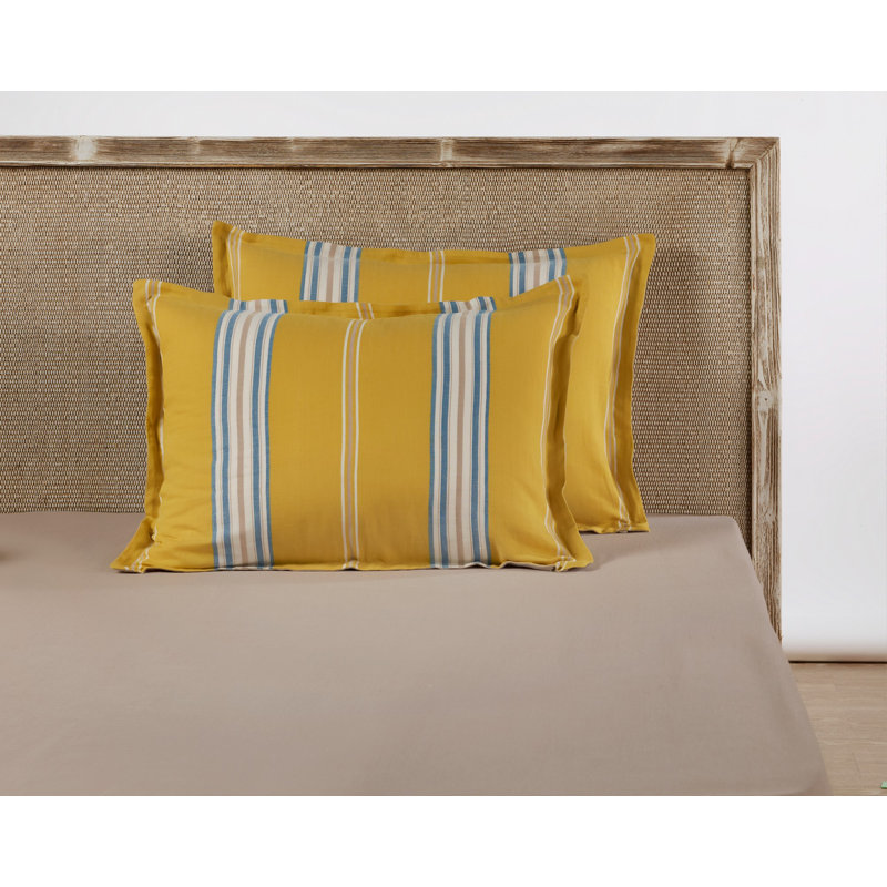 Taie d'oreiller 100% coton Bluebell, Jaune / Bleu / Blanc