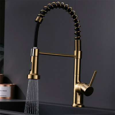 Pull Down Single Handle Kitchen Faucet with Side Spray -  KIKO HOME, KK-AL-0071-BG