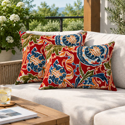 Ensemble de 2 coussins décoratifs d'extérieur, 51 x 30 cm, imperméables et résistants aux UV et à la décoloration, pour le soutien lombaire de votre terrasse, jardin ou piscine.