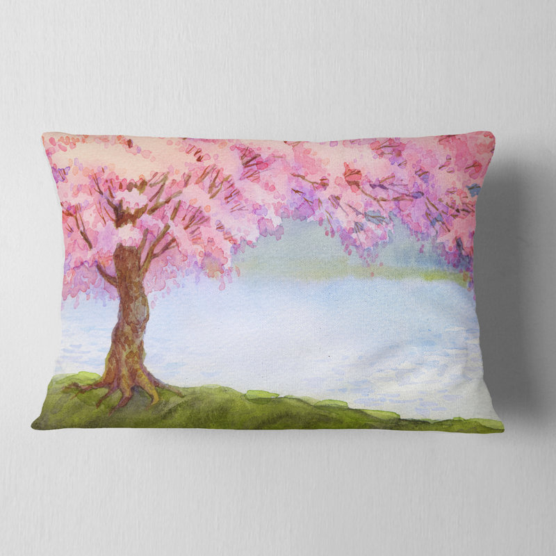 Arbre rose en fleurs - Lake, Rectangulaire, 12 po x 20 po