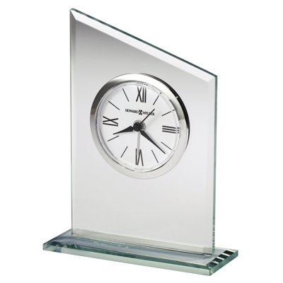 Leigh Glam Roman Numeral Mirror Quartz Movement / Crystal Tabletop Clock with Alarm in Clear/White