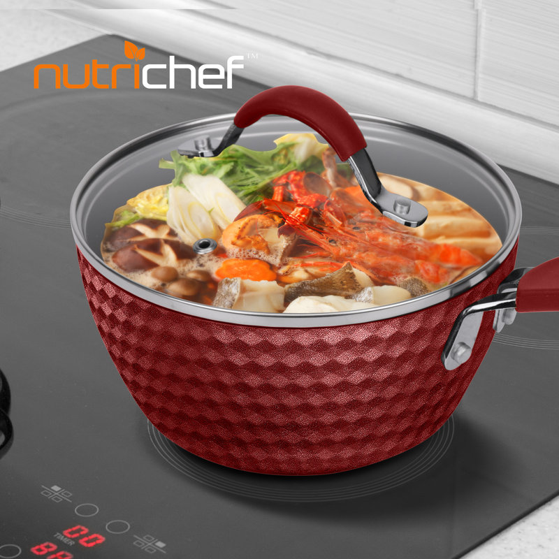 Nutrichef Saucepan Pot With Lid - Non-Stick High-Qualified Kitchen Cookware, 1.7 Quart (Works With Model: NCCW11RDD)