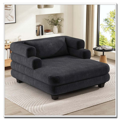 Oversized Chaise Lounge 52.4" Modern Comfy Lounger Chenille Upholstered Sofa Bed With Deep Seat And Layered Armrests For Living Room Or Bedroom