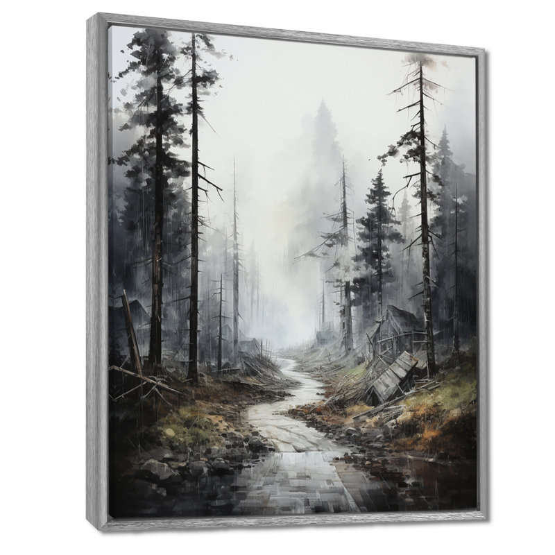 Méandre sur la route Thorugh Forest - route, art mural sur toile, H 32 po x l 16 po x P 1 po, Encadrement argenté
