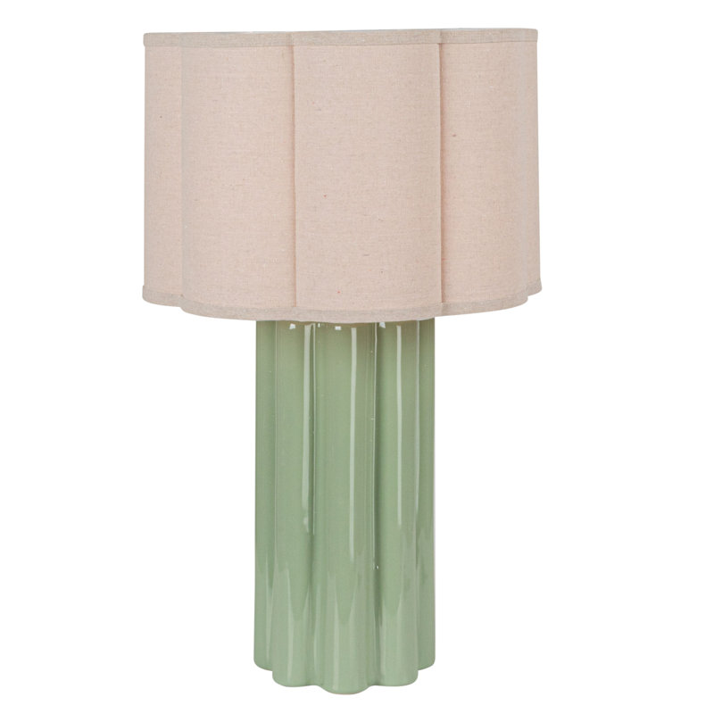 Fluted Table Lamp With Linen Scalloped Shade