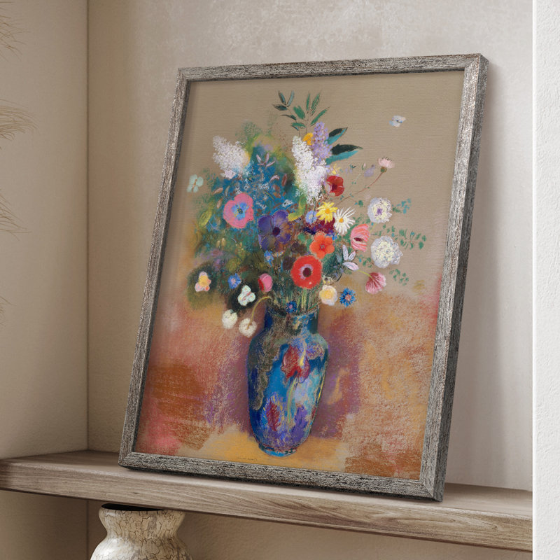 Bouquet de fleurs, reproduction encadrée - bois massif 49983, H 15 po x l 12 po