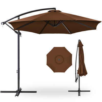 Dannitta 10ft Offset Hanging Outdoor Market Patio Umbrella w/ Easy Tilt Adjustment
