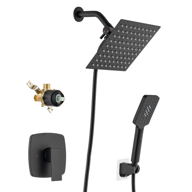 Robinet de douche complet avec valve brute Rainlex, Noir mat
