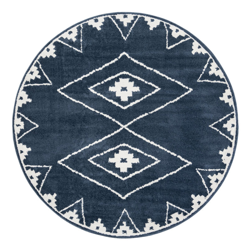 Latitude Run® Vefsna Nikolis Rug Blue, Round 7'10"