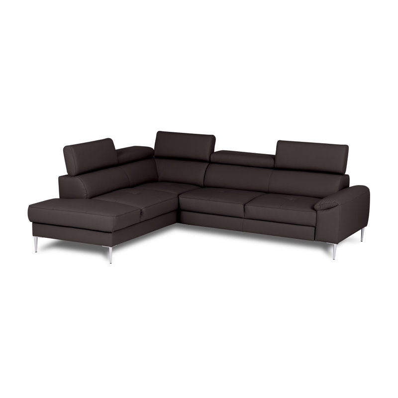 Camden Real Leather Corner Sofa with Pull-Out Bed, Storage & Adjustable Headrests, Left Hand Facing, Brown