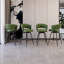 Ensemble de 4 tabourets de bar en suède vert tissé avec pivot à 360 °, pieds noirs et dossier confortable pour îlots et barres de cuisine-1272613685