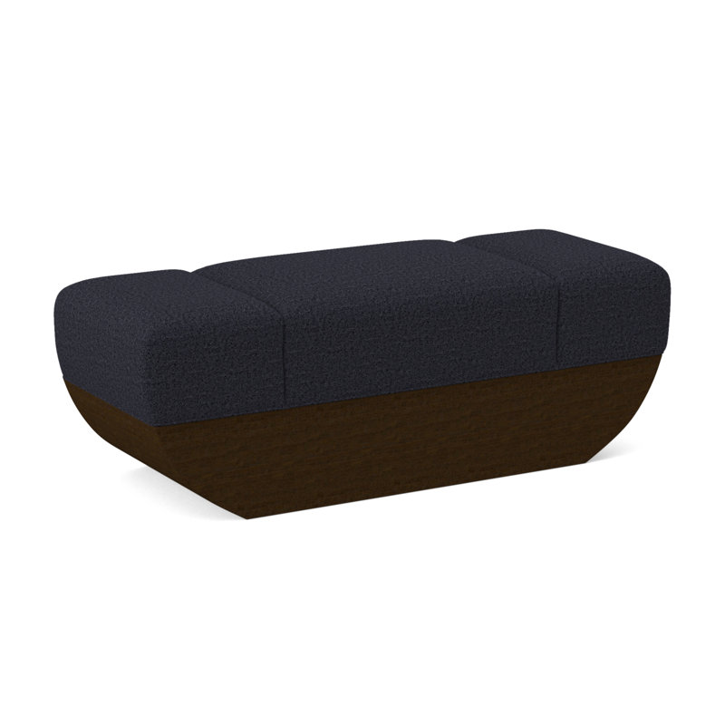 Ark Upholstered Bench, Venice Navy 100% Polyester, American Walnut