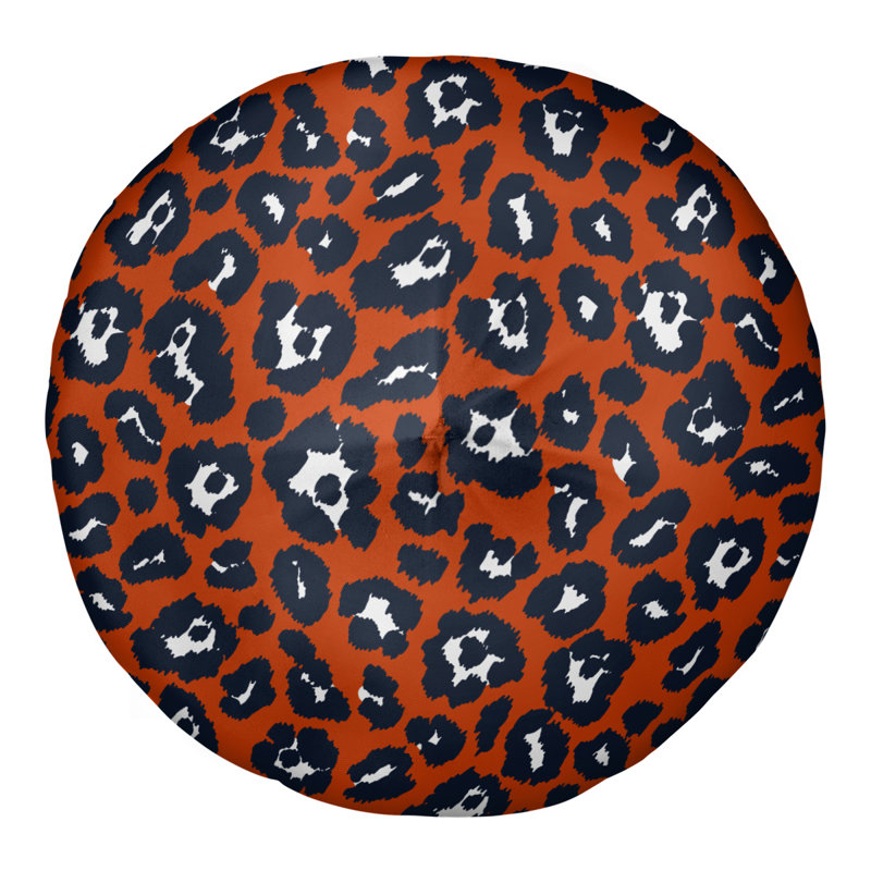 Housse et insert de coussin touffeté rond, Orange / Noir / Blanc, H 26 po x l 26 po x P 4 po