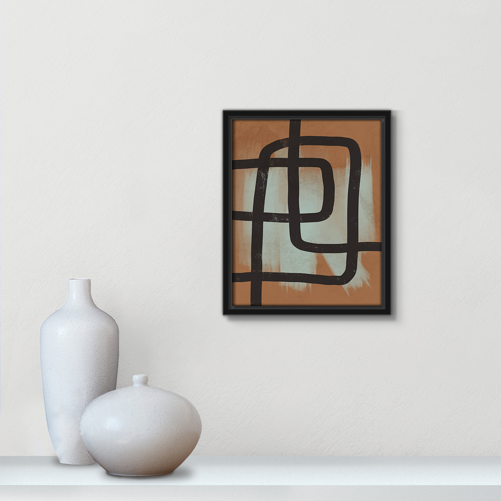 Many Paths Taken 2 Painting, Black, 11.5" H x 9.5" W x 2" D