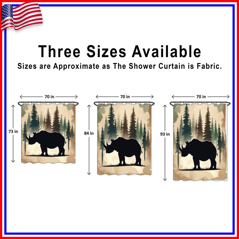 Rideaux de douche Silhouette Rhinoceros Forest, L 70 po x H 93 po
