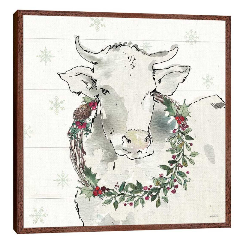 Modern Farmhouse XII Christmas - Painting on Canvas, 93.98 cm H x 93.98 cm W, Brown Floater Framed