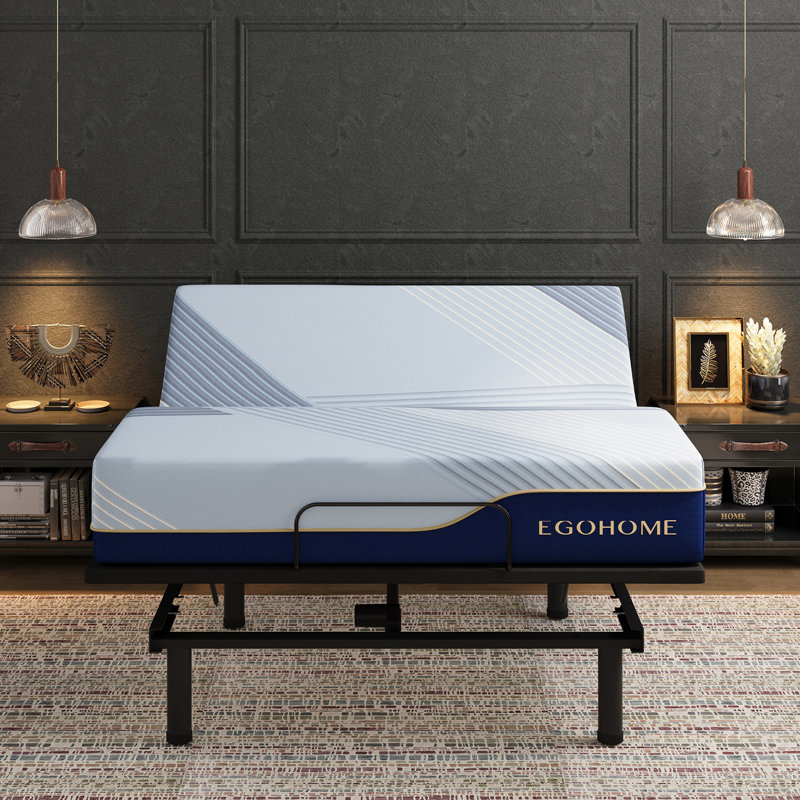 Egohoe Massaging Adjustable Bed With 12" Memory Foam Mattress, Usb, Underbed Light, Wireless Remote Zero Gravity Bed, King