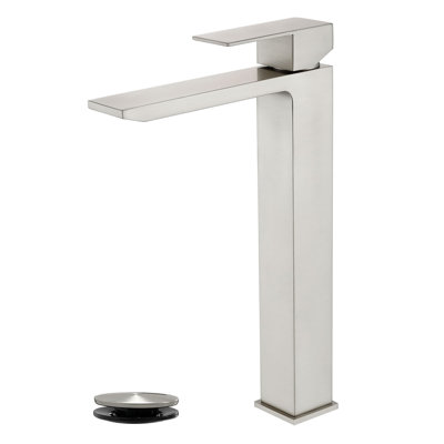 Waterfall Bathroom Vessel Faucet With Pop-Up Drain Single Hole Bathroom Vessel Sink Faucet Stainless Steel 1 Handle Tall Bathroom Lavatory Mixer Taps