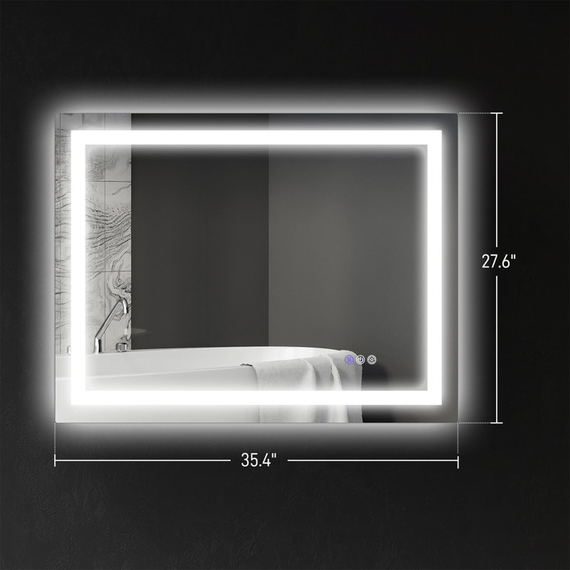 Miroir de salle de bain à DEL avec lumières, miroir à DEL rétroéclairé de 47 po x 35 po pour salle de bain, anti-buée, mémoire, température de couleur infinie, miroir de meuble-lavabo mural à intensité variable, horizontal / vertical