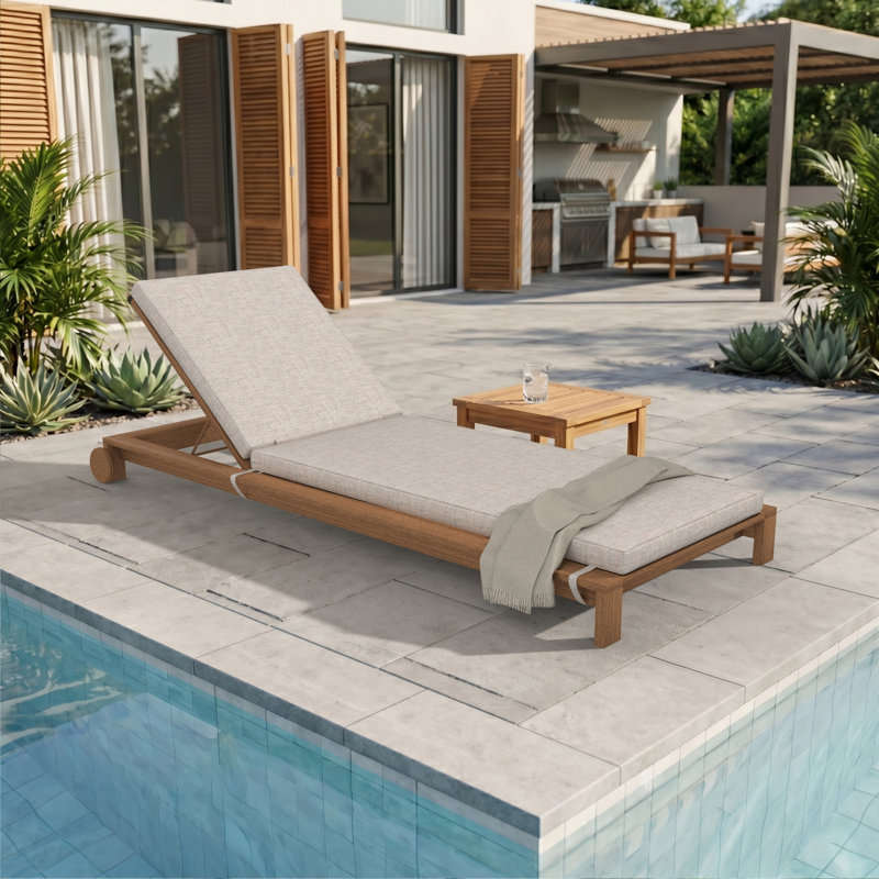 Sunbrella® Outdoor Chaise Cushion, Cast Silver, 26" W x 80" D