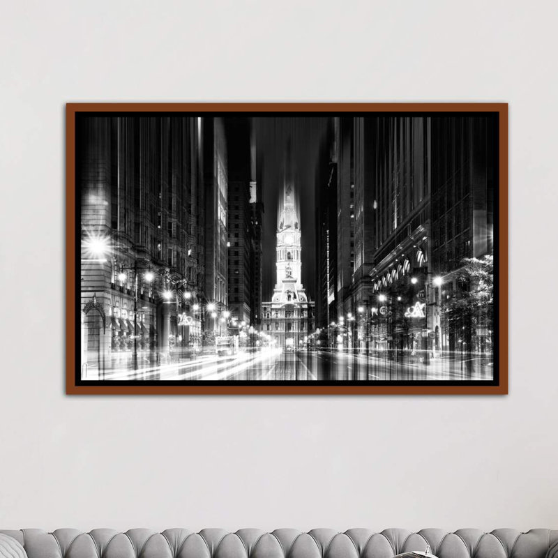 " City Hall - Philadelphia " by Philippe Hugonnard, 32" H x 48" W x 1.5" D, Classic Wood Framed Canvas