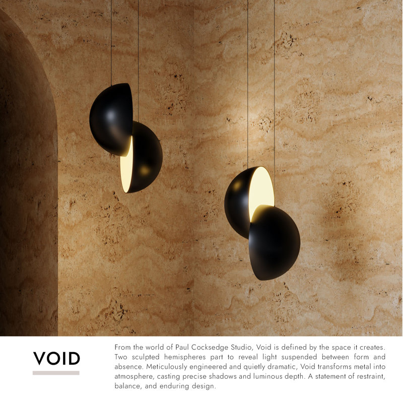 Void 24-in Black dimmable LED Pendant, Matte Black
