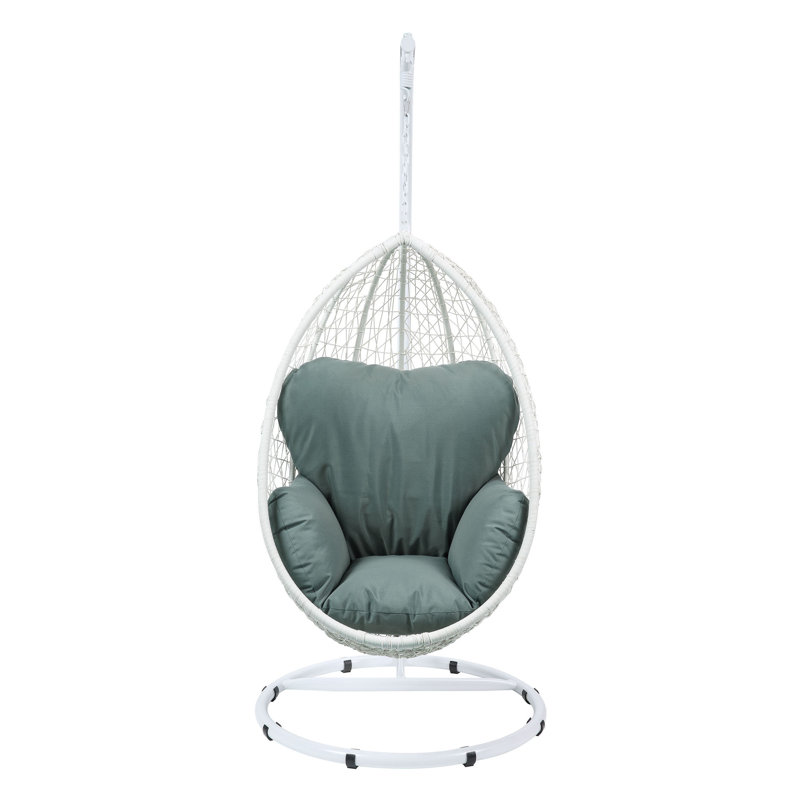 Schoenbeck 1 Person Egg Chair with Stand, Green, White