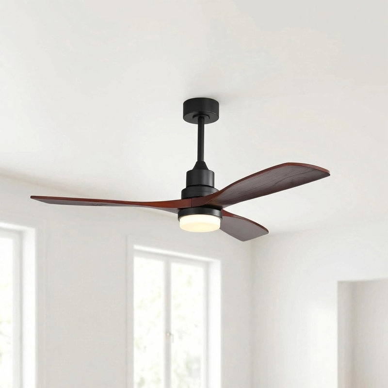 Nicola 52'' 3 - Blade Modern Ceiling Fan with Remote Control and Light Kit, Black/Brown