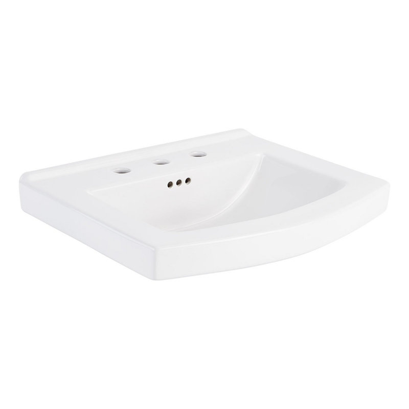 Pennfield 24" Vitreous China Wall-Mounted Bathroom Sink with Overflow and 3 Faucet Holes, 8" Widespread