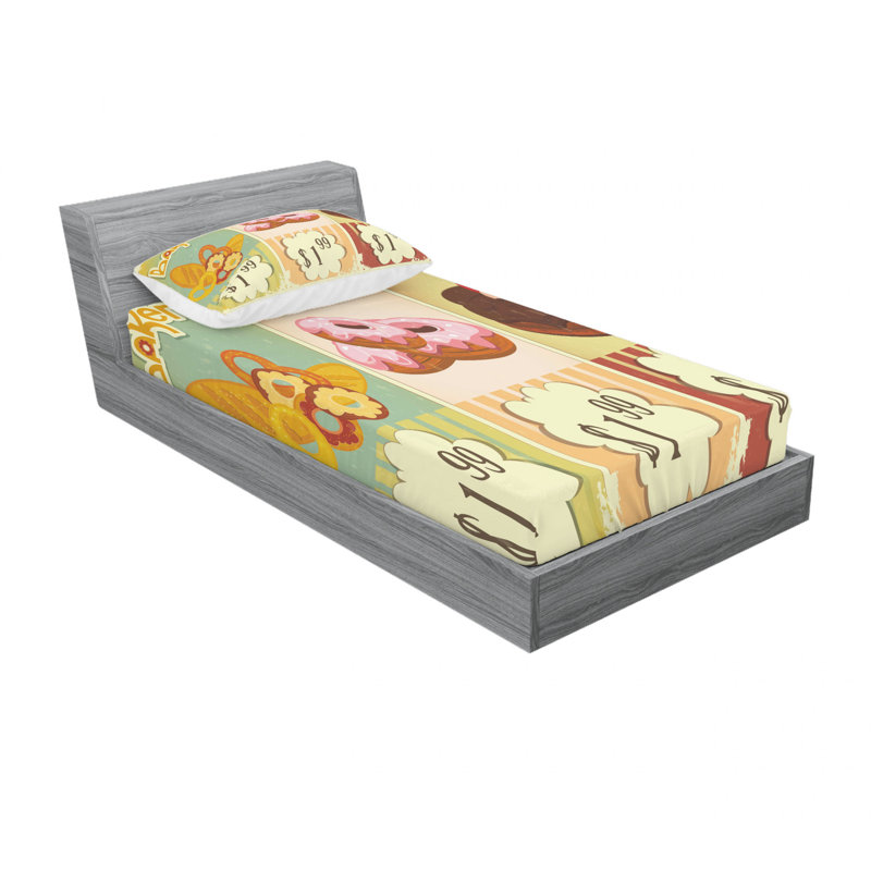Ensemble de draps de cuisson délicieuse pastries, Ensemble de draps pour lit simple avec drap-housse