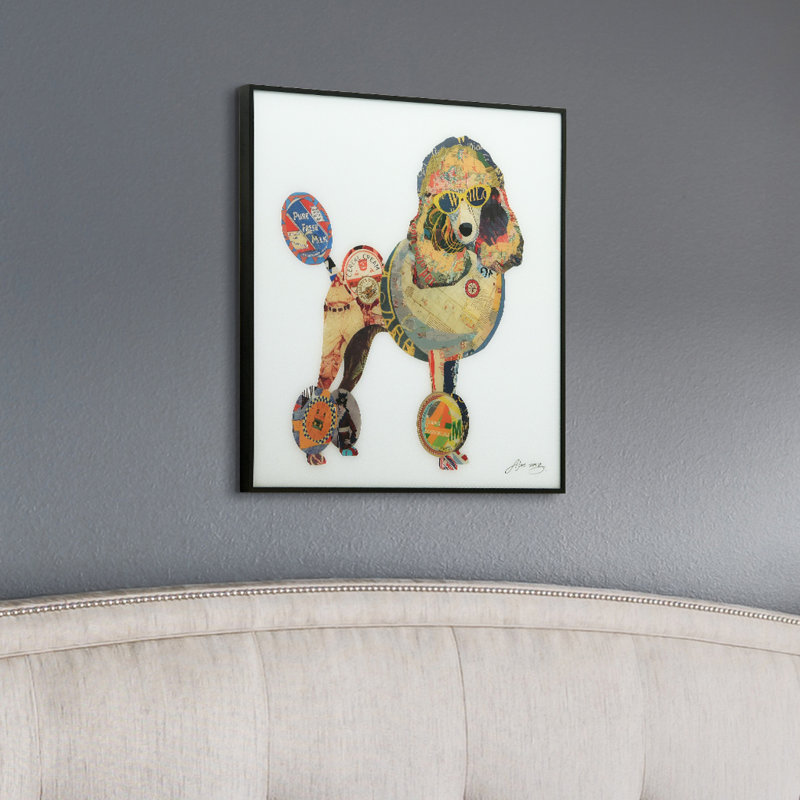 Poodle Collage Reverse Printed Glass Wall Art with Black Frame