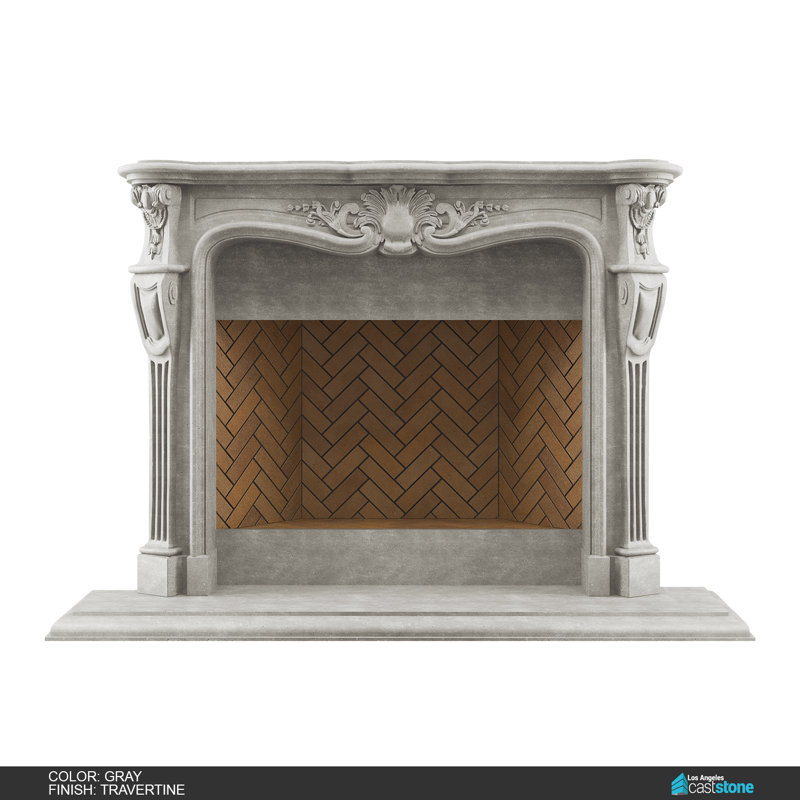 Ani Fireplace Surround, Travertine Gray