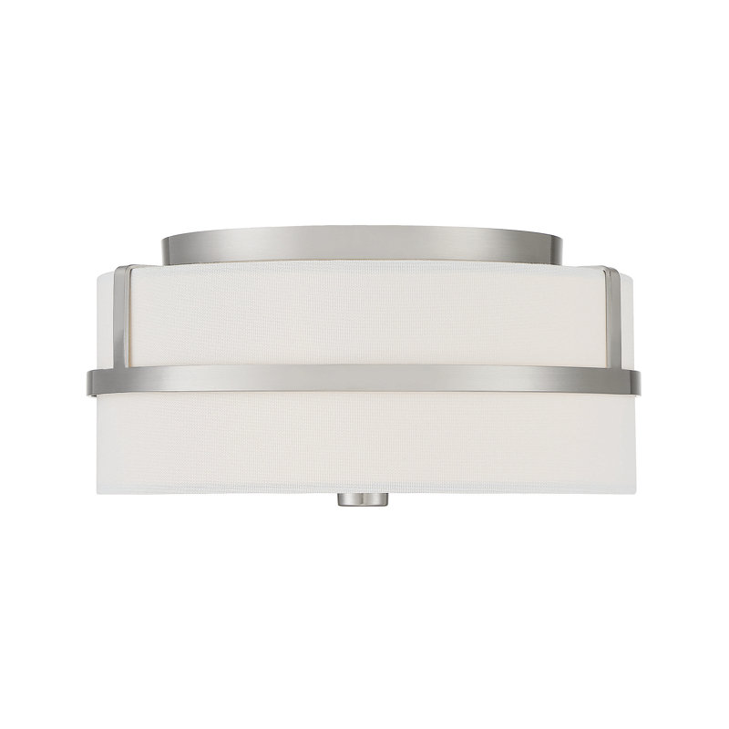Plafonnier 2 lumières Meridian en nickel brossé, Nickel brossé