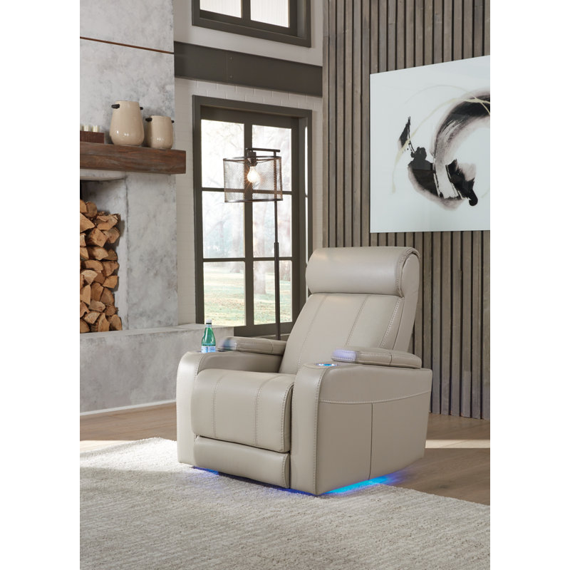 Faux Leather Power Recliner, Stone Faux Leather