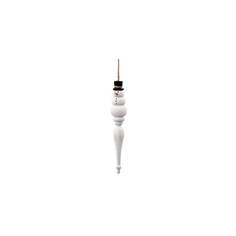 Snowman Icicle Ornament  Set of 12  1.5" x 1.5" x 7''  White/Black