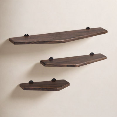 Glennon 3-Piece Solid Wood Floating Shelves