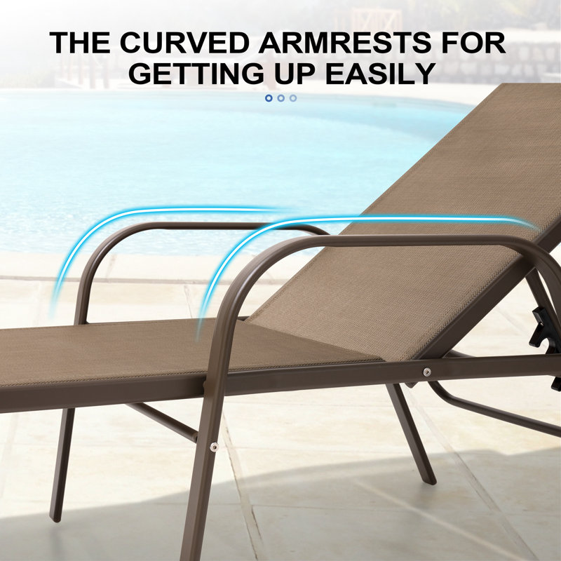 Aluminum Reclining Chaise Lounge (Set of 4), Brown, Brown