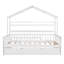 Lit double en bois avec lit gigogne et tablettes, lit de jeu pour enfants, blanc, structure en pin robuste-7887571