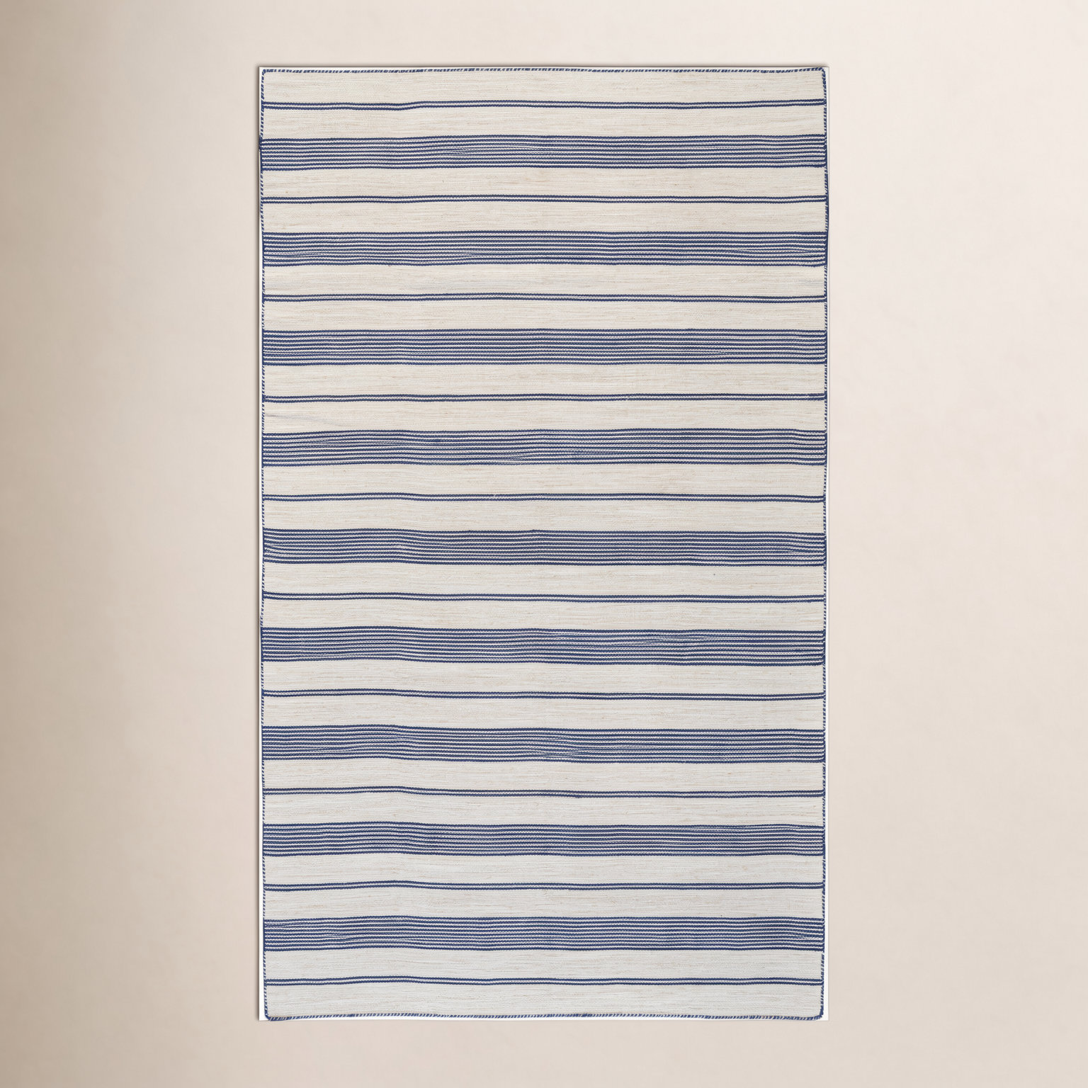 Perci Navy Hand-Woven Striped Rug, Rectangle 2' x 3'